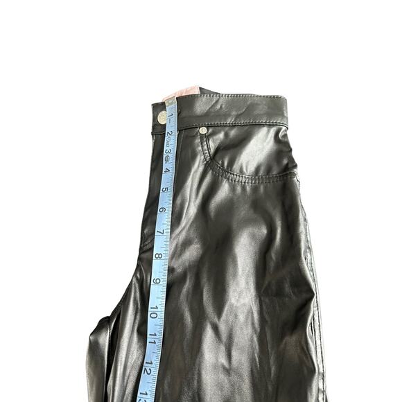 REVICE Black Faux Leather Punk Grunge Split Hem Straight Leg Pant Size 25 - Picture 13 of 14